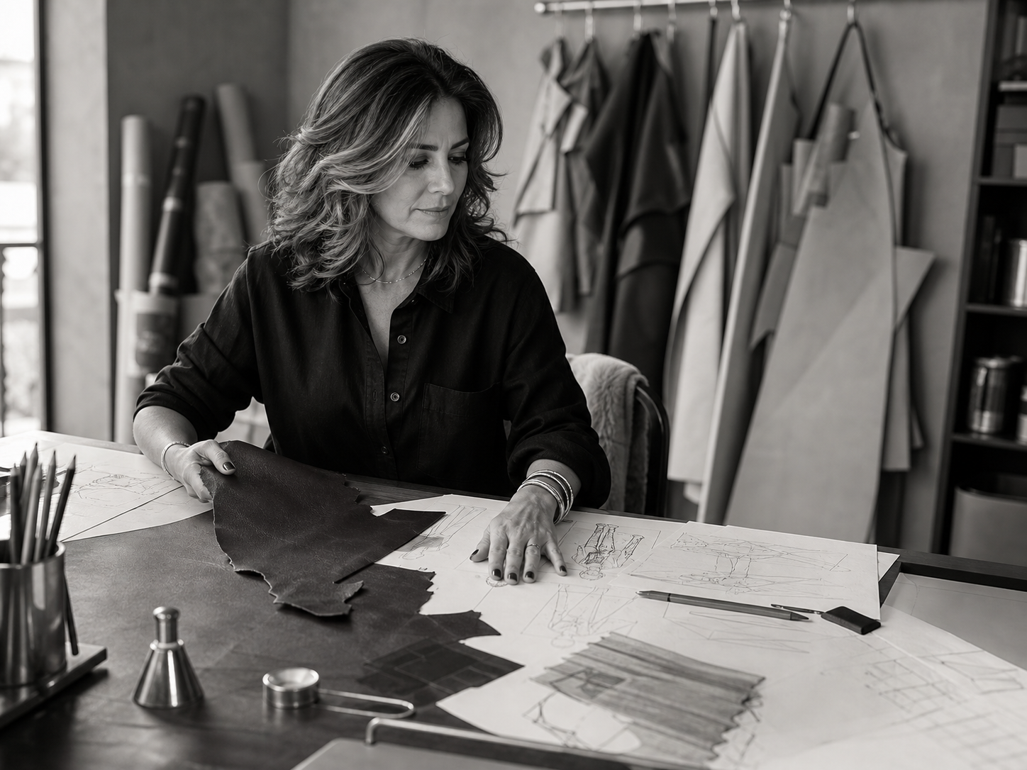 Adriana Cocareli desenvolvendo uma criação em seu ateliê